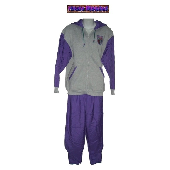 Vintage 80s White Stag Retro Ski Outfit Purple Quilted Hoodie Pants Fair Isle M - Picture 4 of 16